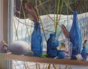 Blue Bottles on Studio Window