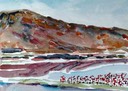 Sketch of Mountains and Flamingos on the Salar Tour