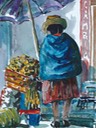Sketch of Woman Making Orange Juice