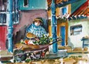 Sketch of Woman Selling Vegatables